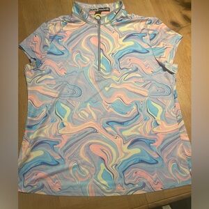 JAMIE SADOCK GOLF TOP MULTI COLOR SWIRLS XL